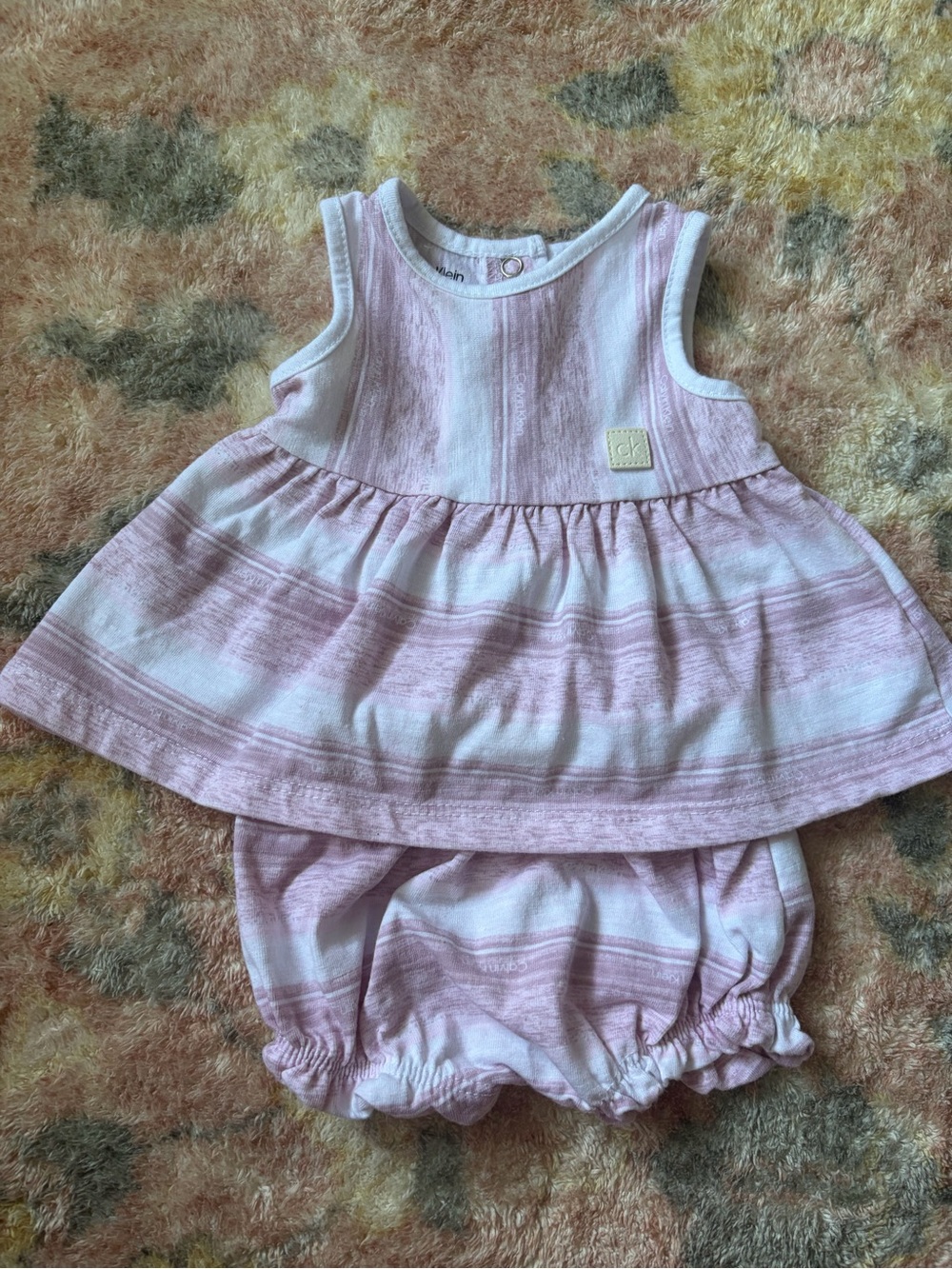 Calvin Klein Pink and White Striped Dress with Bloomers
